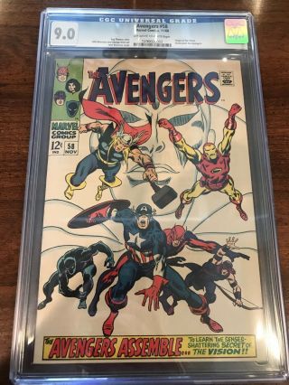 Avengers 58 Cgc 9.  0 Ow/wh Pages