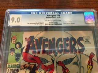 AVENGERS 58 CGC 9.  0 OW/WH PAGES 2