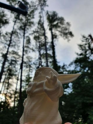 Baby Yoda Figure 3d Printed Fan Art White Ready To Be Painted By You