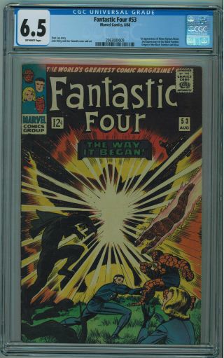 Fantastic Four 53 Cgc 6.  5 1st Klaw 2nd Black Panther Ow Pgs 1966