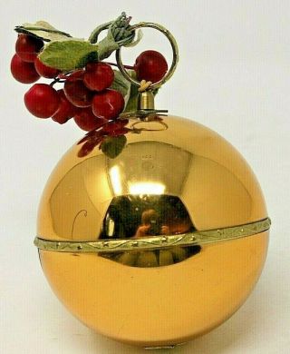Vintage Reuge Swiss Gold Ste Croix Brass Kugel Musical Ball Ornament