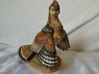 Andrea Sadek Male Ruffed Grouse Drumming Wings Ceramic Bird Figurine Rouffed