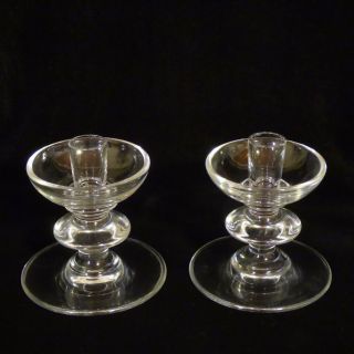 Vintage Val St.  Lambert Fine Crystal Candle Holders Candlesticks Pair Signed