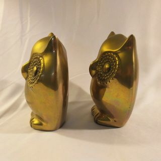 Solid Brass Owl Bookends VINTAGE Mid Century Modern Owls BIG EYES Korea 3
