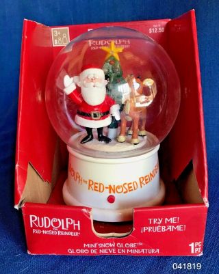 Musical Singing Snow Globe Rudolph The Red - Nosed Reindeer &santa Holiday Rankin