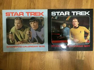 Vintage 1976 And 1977 Star Trek Calendars William Shatner Leonard Nimoy