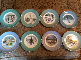Set Of 8 Avon Wedgwood Christmas Plates 1973 - 1980