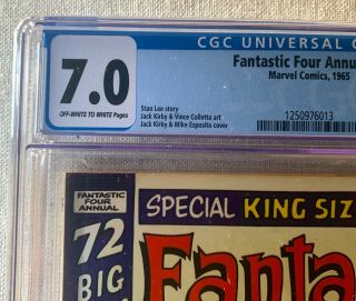 FANTASTIC FOUR ANNUAL 3 CGC 7.  0 F/VF - Jack Kirby 1965 Marvel comics 2
