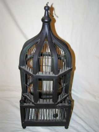 Vintage Victorian Style Wood And Wire Domed Bird Cage 22” Tall