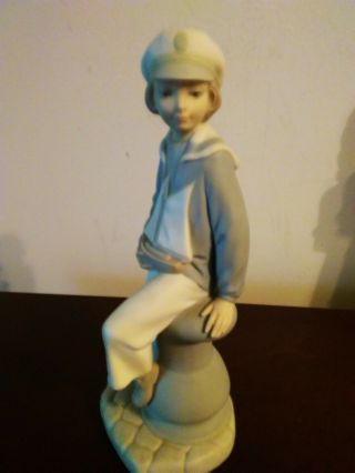 Lladro Dreaming Boy W/yacht Figurine 4810 (exclusive Rare - 2stamps) Made In Spain