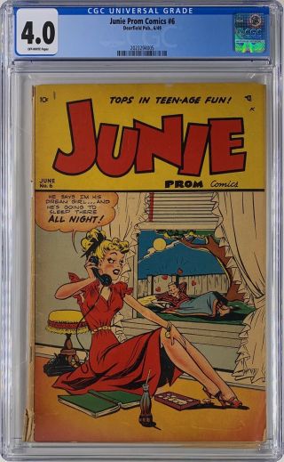 Junie Prom Comic 6 Cgc 4.  0 Owp - Obscure Teen Gga Deerfield June 1949