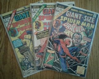 " Giant - Size Spider - Man " 1 (dracula),  2 (master Of Kung Fu) & 4 (punisher)
