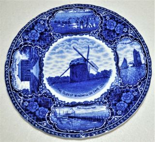 Antique R&m Rowland & Marsellus Staffordshire England Cape Cod Flow Blue Plate