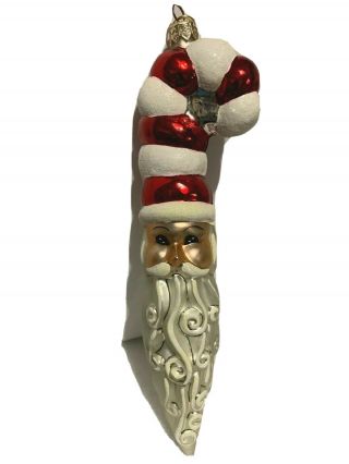 Radko Santa Claus Candy Cane Icicle Glass Ornament