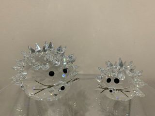 Swarovski Crystal Figurine Large And Medium Hedgehog Hedgehogs Metal Wiskers