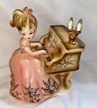 Vintage Josef Originals Girl Playing The Piano Music Box Label (p11)
