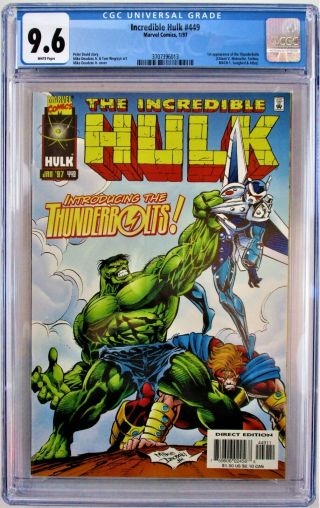 Incredible Hulk 449 Cgc 9.  6 1st App Of Thunderbolts Marvel 1997