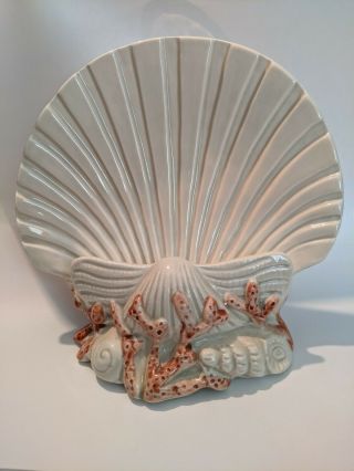 Vintage Fitz And Floyd Oceana Napkin Holder Shell Coral Tableware