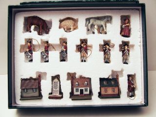 Lang & Wise 15 Piece Colonial Williamsburg 2002 Miniature Christmas Ornaments