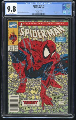 Spider - Man 1 Newsstand Cgc 9.  8 (marvel 8/90) Poly - Bagged Edition Todd Mcfarlane