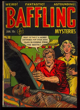 Baffling Mysteries 13 Owner Pre - Code Horror Ace Comic 1953 Vg -