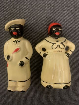 Vintage Salty And Peppy Salt & Pepper Shakers 4.  5” Tall