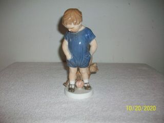 Royal Copenhagen Child With Teddy Bear 7 1/2 " Inch Porcelain Figurine No 3468