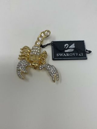 Swarovski Crystal Gold Toned Scorpion Brooch Pin With Tags