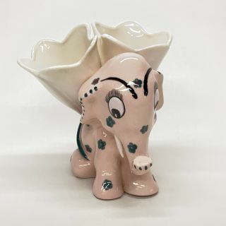 Vintage Napco Japan Pink & Green Elephant Double Planter Ceramic Vase 5” 353a