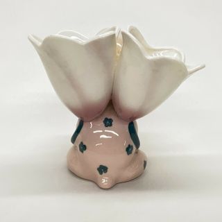 Vintage Napco Japan Pink & Green Elephant Double Planter Ceramic Vase 5” 353A 3