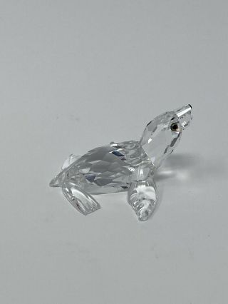 Retired Swarovski Silver Crystal Baby Sea Lion Pup Seal Figurine W/ Box and 3