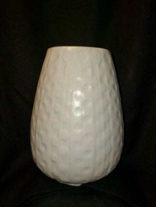Jonathan Adler Pottery,  White Ceramic,  Dimple Embossed Pattern 8 1/2 " Vase,  Euc