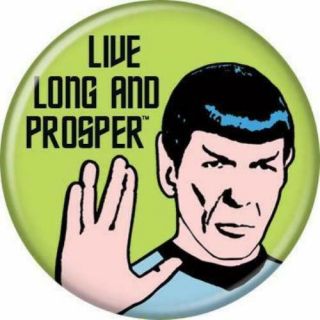 Star Trek Mr.  Spock Live Long And Prosper Button Pin