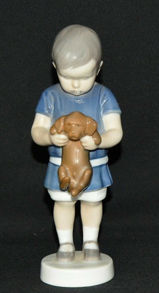 Bing & Grondahl B&g Ole Boy With Puppy Dog Porcelain Figurine 1747