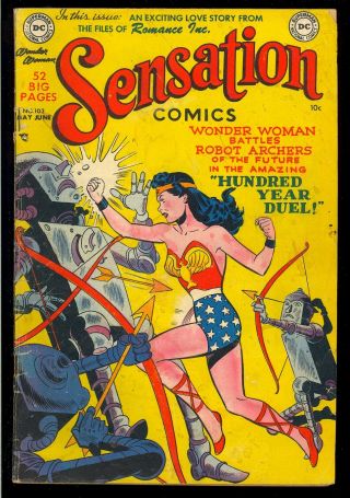 Sensation Comics 103 Robot Cover Wonder Woman Dc Comic 1951 Gd - Vg
