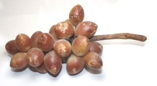 Vintage Stone Alabaster Grapes Fruit Wood Stem Bunch 9.  5 In.  Long