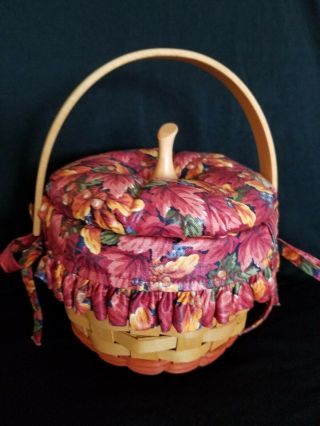 Longenberger 1997 Small Pumpkin Basket With Lid And Liner