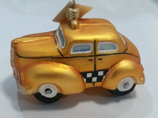 Christopher Radko Taxi Glass Ornament 1996 Checkered Past 6 " - Vintage