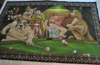 Vintage Dogs Playing Pool Billiards Wall Tapestry 100 Cotton 57½x39½ Dtc Turkey