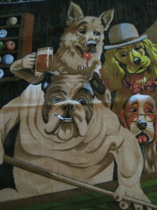 Vintage Dogs Playing Pool Billiards Wall Tapestry 100 Cotton 57½x39½ DTC Turkey 3