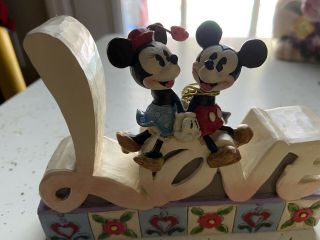 Jim Shore Disney Traditions Rare Mickey & Minnie Mouse “love” Sign Item 4027140