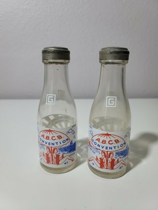 Rare Vtg Glenshaw Glass Salt & Pepper Shakers Abcb Convention 1947 Atlantic City