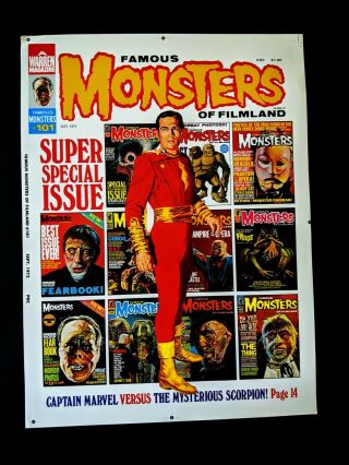 Famous Monsters Of Filmland 101 Pub Master Shazam Cover Proof Sept 1973 Wa