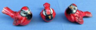 Vintage Set Of 3 Goebel Red Bird Cardinal Figurines Cv72,  Cv73,  Cv74