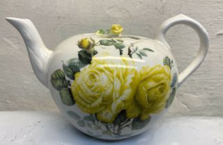 Vintage I.  Godinger & Co Yellow Rose Porcelain China Tea Pot 8”x 4.  5”