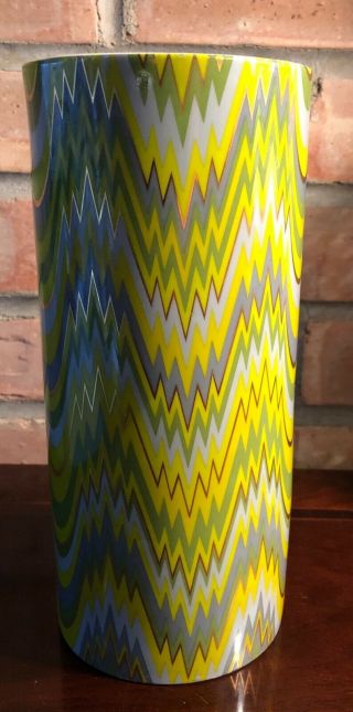 Jonathan Adler Vase Carnaby Waves Zigzag Acid Palm With Gold Accents