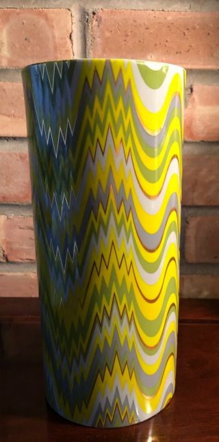 Jonathan Adler Vase Carnaby Waves ZigZag Acid Palm With Gold Accents 2