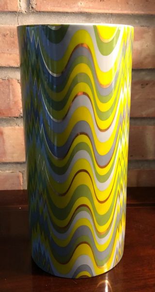 Jonathan Adler Vase Carnaby Waves ZigZag Acid Palm With Gold Accents 3