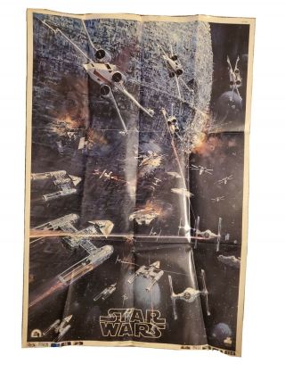 Vintage 1977 Star Wars Movie Poster 2t - 541 20th Century Fox.  Folded.
