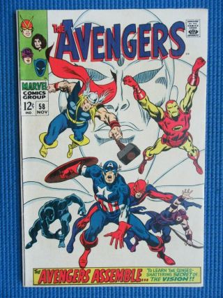 Avengers 58 - (vf/nm) - Origin Of The Vision,  2nd App The Vision,  Thor,  Iron Man